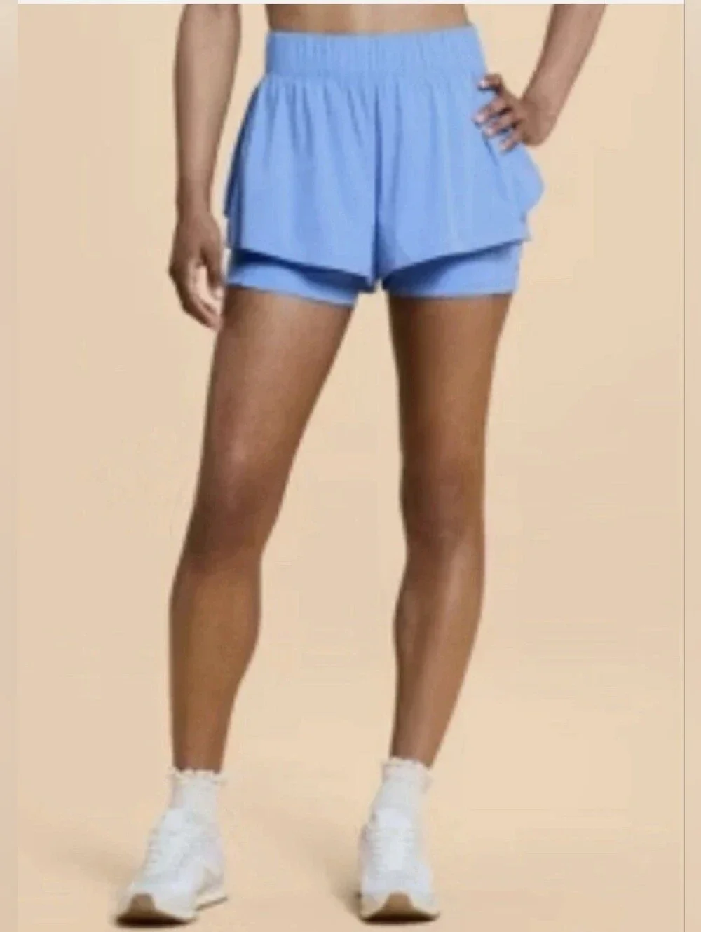 Blogilates Ruffle Shorts Cool Blue L - Picture 1 of 3